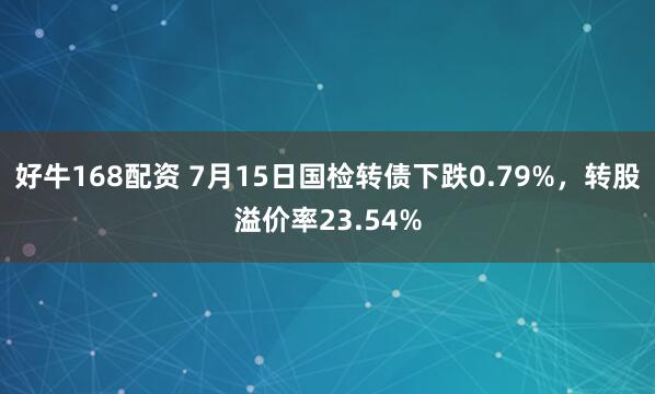 好牛168配资 7月15日国检转债下跌0.79%，转股溢价率23.54%